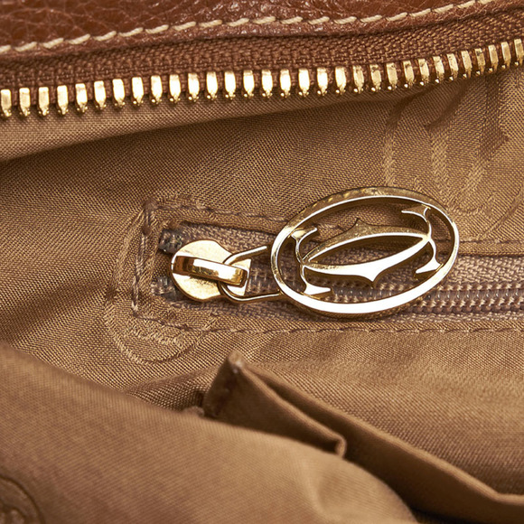 Cartier Marcello Punching Handbag Brown Leather Ladies CARTIER - Picture 8 of 12